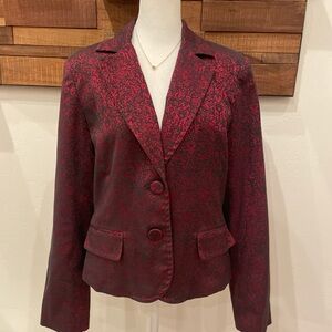 Elegant Red And Black Floral Women's Blazer Size 12 Medium EUC!